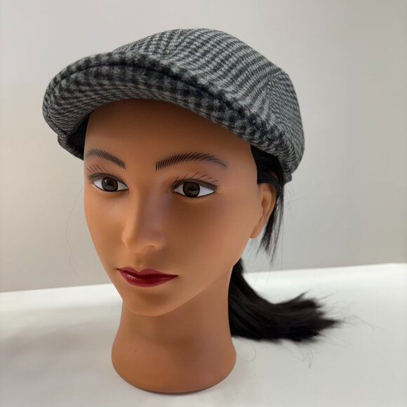 Flat Cap / Hat - Black & Gray Gingham/Checkered - Adult SM- Unisex - NWT - Picture 2 of 8